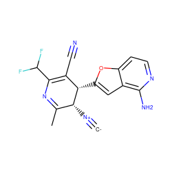 [C-]#[N+][C@@H]1C(C)=NC(C(F)F)=C(C#N)[C@@H]1c1cc2c(N)nccc2o1 ZINC000169698721