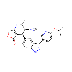 [C-]#[N+][C@@H]1C(C)=NC2=C(C(=O)OC2)[C@@H]1c1ccc2[nH]nc(-c3ccc(OC(C)C)nc3)c2c1 ZINC000169703240