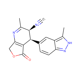 [C-]#[N+][C@@H]1C(C)=NC2=C(C(=O)OC2)[C@@H]1c1ccc2n[nH]c(C)c2c1 ZINC000169703224