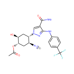 [C-]#[N+][C@H]1C[C@H](OC(C)=O)[C@@H](O)C[C@@H]1n1cc(C(N)=O)c(Nc2ccc(C(F)(F)F)cc2)n1 ZINC000261169255