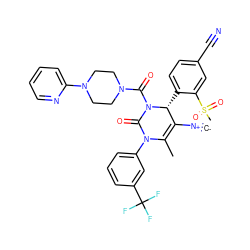 [C-]#[N+]C1=C(C)N(c2cccc(C(F)(F)F)c2)C(=O)N(C(=O)N2CCN(c3ccccn3)CC2)[C@@H]1c1ccc(C#N)cc1S(C)(=O)=O ZINC000201779536