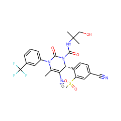 [C-]#[N+]C1=C(C)N(c2cccc(C(F)(F)F)c2)C(=O)N(C(=O)NC(C)(C)CO)[C@@H]1c1ccc(C#N)cc1S(C)(=O)=O ZINC000201776387