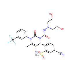 [C-]#[N+]C1=C(C)N(c2cccc(C(F)(F)F)c2)C(=O)N(C(=O)NN(CCO)CCO)[C@@H]1c1ccc(C#N)cc1S(C)(=O)=O ZINC000201779191