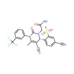 [C-]#[N+]C1=C(C)N(c2cccc(C(F)(F)F)c2)C(=O)N(CC(N)=O)[C@@H]1c1ccc(C#N)cc1S(C)(=O)=O ZINC000201779482