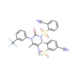 [C-]#[N+]C1=C(C)N(c2cccc(C(F)(F)F)c2)C(=O)N(S(=O)(=O)c2ccccc2C#N)[C@@H]1c1ccc(C#N)cc1S(C)(=O)=O ZINC000201774687