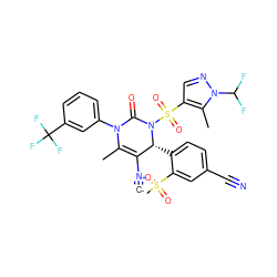 [C-]#[N+]C1=C(C)N(c2cccc(C(F)(F)F)c2)C(=O)N(S(=O)(=O)c2cnn(C(F)F)c2C)[C@@H]1c1ccc(C#N)cc1S(C)(=O)=O ZINC000201776881
