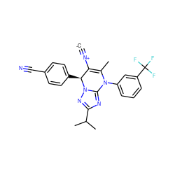 [C-]#[N+]C1=C(C)N(c2cccc(C(F)(F)F)c2)c2nc(C(C)C)nn2[C@H]1c1ccc(C#N)cc1 ZINC000096175708