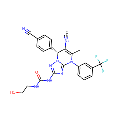 [C-]#[N+]C1=C(C)N(c2cccc(C(F)(F)F)c2)c2nc(NC(=O)NCCO)nn2[C@@H]1c1ccc(C#N)cc1 ZINC000096175706