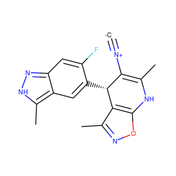 [C-]#[N+]C1=C(C)Nc2onc(C)c2[C@@H]1c1cc2c(C)[nH]nc2cc1F ZINC000473183101