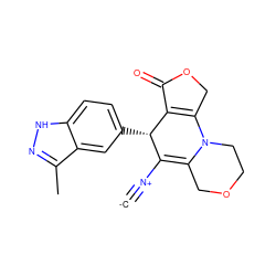 [C-]#[N+]C1=C2COCCN2C2=C(C(=O)OC2)[C@H]1c1ccc2[nH]nc(C)c2c1 ZINC000144804444