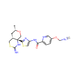 [C-]#[N+]COc1ccc(C(=O)Nc2csc([C@]34CO[C@@H](C)C[C@H]3CSC(=N)N4)n2)nc1 ZINC001772612923