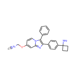 [C-]#[N+]COc1ccn2c(-c3ccccc3)c(-c3ccc(C4(N)CCC4)cc3)nc2c1 ZINC000261103795