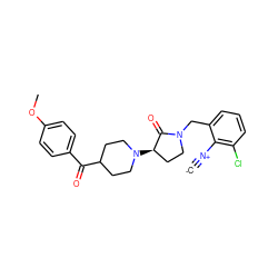 [C-]#[N+]c1c(Cl)cccc1CN1CC[C@@H](N2CCC(C(=O)c3ccc(OC)cc3)CC2)C1=O ZINC001772581867