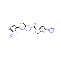 [C-]#[N+]c1c(F)ccc([C@@H]2CN3CCN(C(=O)[C@@H]4CCc5nc(-n6cnnn6)ccc54)C[C@H]3CO2)c1F ZINC000473170717