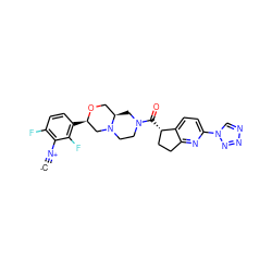 [C-]#[N+]c1c(F)ccc([C@@H]2CN3CCN(C(=O)[C@H]4CCc5nc(-n6cnnn6)ccc54)C[C@@H]3CO2)c1F ZINC000473170713