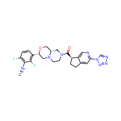 [C-]#[N+]c1c(F)ccc([C@H]2CN3CCN(C(=O)[C@@H]4CCc5cc(-n6cnnn6)ncc54)C[C@H]3CO2)c1F ZINC000473171524