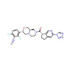 [C-]#[N+]c1c(F)ccc([C@H]2CN3CCN(C(=O)[C@H]4CCc5cc(-n6cnnn6)ncc54)C[C@@H]3CO2)c1F ZINC000473171511