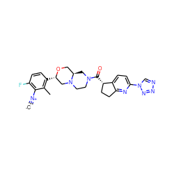 [C-]#[N+]c1c(F)ccc([C@H]2CN3CCN(C(=O)[C@H]4CCc5nc(-n6cnnn6)ccc54)C[C@@H]3CO2)c1C ZINC000473171456