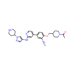 [C-]#[N+]c1cc(-c2ccnc(Nc3cnn(C4CCNCC4)c3)c2)ccc1OCC1CCN(C(C)=O)CC1 ZINC000230583189
