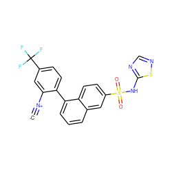 [C-]#[N+]c1cc(C(F)(F)F)ccc1-c1cccc2cc(S(=O)(=O)Nc3ncns3)ccc12 ZINC000261090538