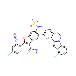 [C-]#[N+]c1cc(F)ccc1-c1oc2cc(N(C)S(C)(=O)=O)c(-c3ccc4c(n3)-c3cc5c(F)cccc5n3CC4)cc2c1C(=O)NC ZINC001772650042