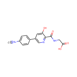 [C-]#[N+]c1ccc(-c2cnc(C(=O)NCC(=O)O)c(O)c2)cc1 ZINC000169697285