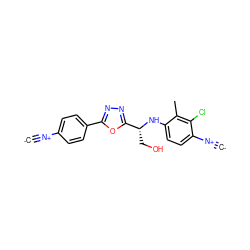 [C-]#[N+]c1ccc(-c2nnc([C@@H](CO)Nc3ccc([N+]#[C-])c(Cl)c3C)o2)cc1 ZINC000146609913