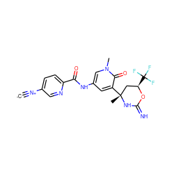 [C-]#[N+]c1ccc(C(=O)Nc2cc([C@]3(C)C[C@@H](C(F)(F)F)OC(=N)N3)c(=O)n(C)c2)nc1 ZINC001772606992