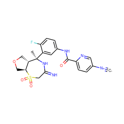 [C-]#[N+]c1ccc(C(=O)Nc2ccc(F)c([C@@]3(C)NC(=N)CS(=O)(=O)[C@H]4COC[C@@H]43)c2)nc1 ZINC000473228837