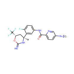 [C-]#[N+]c1ccc(C(=O)Nc2ccc(F)c([C@]3(C)C[C@@H](C(F)(F)F)OC(=N)N3)c2)nc1 ZINC001772577602