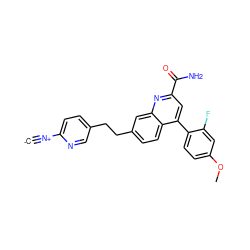 [C-]#[N+]c1ccc(CCc2ccc3c(-c4ccc(OC)cc4F)cc(C(N)=O)nc3c2)cn1 ZINC001772639991