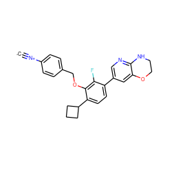 [C-]#[N+]c1ccc(COc2c(C3CCC3)ccc(-c3cnc4c(c3)OCCN4)c2F)cc1 ZINC000473197843