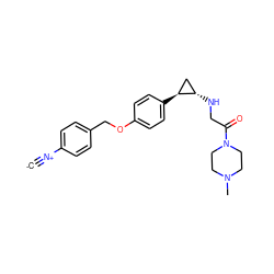 [C-]#[N+]c1ccc(COc2ccc([C@H]3C[C@@H]3NCC(=O)N3CCN(C)CC3)cc2)cc1 ZINC000096172291