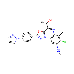 [C-]#[N+]c1ccc(N[C@@H](c2nnc(-c3ccc(-n4cccn4)cc3)o2)[C@H](C)O)c(C)c1Cl ZINC000146605213