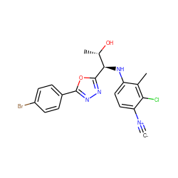 [C-]#[N+]c1ccc(N[C@@H](c2nnc(-c3ccc(Br)cc3)o2)[C@H](C)O)c(C)c1Cl ZINC000146607009