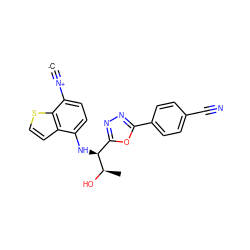 [C-]#[N+]c1ccc(N[C@@H](c2nnc(-c3ccc(C#N)cc3)o2)[C@@H](C)O)c2ccsc12 ZINC000146622986