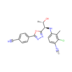 [C-]#[N+]c1ccc(N[C@@H](c2nnc(-c3ccc(C#N)cc3)o2)[C@H](C)O)c(C)c1Cl ZINC000146548238