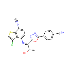 [C-]#[N+]c1ccc(N[C@@H](c2nnc(-c3ccc(C#N)cc3)o2)[C@H](C)O)c2c(Cl)csc12 ZINC000143540224