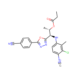 [C-]#[N+]c1ccc(N[C@@H](c2nnc(-c3ccc(C#N)cc3)o2)[C@H](C)OC(=O)CC)c(C)c1Cl ZINC000143537596