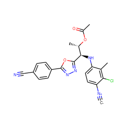 [C-]#[N+]c1ccc(N[C@@H](c2nnc(-c3ccc(C#N)cc3)o2)[C@H](C)OC(C)=O)c(C)c1Cl ZINC000143538040