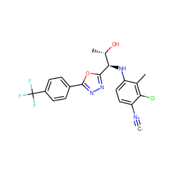 [C-]#[N+]c1ccc(N[C@@H](c2nnc(-c3ccc(C(F)(F)F)cc3)o2)[C@H](C)O)c(C)c1Cl ZINC000146636140