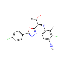 [C-]#[N+]c1ccc(N[C@@H](c2nnc(-c3ccc(Cl)cc3)o2)[C@H](C)O)c(C)c1Cl ZINC000146533302