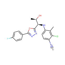 [C-]#[N+]c1ccc(N[C@@H](c2nnc(-c3ccc(F)cc3)o2)[C@@H](C)O)c(C)c1Cl ZINC000146545833