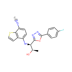 [C-]#[N+]c1ccc(N[C@@H](c2nnc(-c3ccc(F)cc3)o2)[C@@H](C)O)c2ccsc12 ZINC000146632998