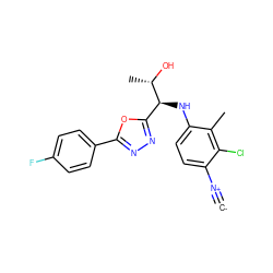 [C-]#[N+]c1ccc(N[C@@H](c2nnc(-c3ccc(F)cc3)o2)[C@H](C)O)c(C)c1Cl ZINC000146534544