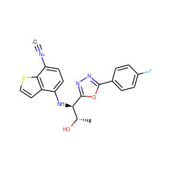 [C-]#[N+]c1ccc(N[C@@H](c2nnc(-c3ccc(F)cc3)o2)[C@H](C)O)c2ccsc12 ZINC000146631041