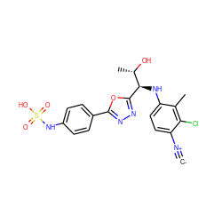 [C-]#[N+]c1ccc(N[C@@H](c2nnc(-c3ccc(NS(=O)(=O)O)cc3)o2)[C@H](C)O)c(C)c1Cl ZINC000169700275