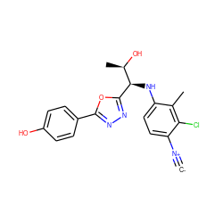 [C-]#[N+]c1ccc(N[C@@H](c2nnc(-c3ccc(O)cc3)o2)[C@@H](C)O)c(C)c1Cl ZINC000146539041