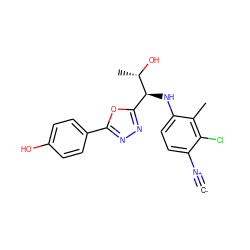 [C-]#[N+]c1ccc(N[C@@H](c2nnc(-c3ccc(O)cc3)o2)[C@H](C)O)c(C)c1Cl ZINC000146537829