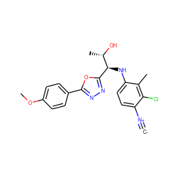 [C-]#[N+]c1ccc(N[C@@H](c2nnc(-c3ccc(OC)cc3)o2)[C@H](C)O)c(C)c1Cl ZINC000146530234